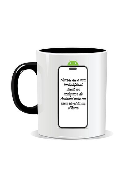 OEM Personalized mug with funny message, Android vs iPhone - Black interior