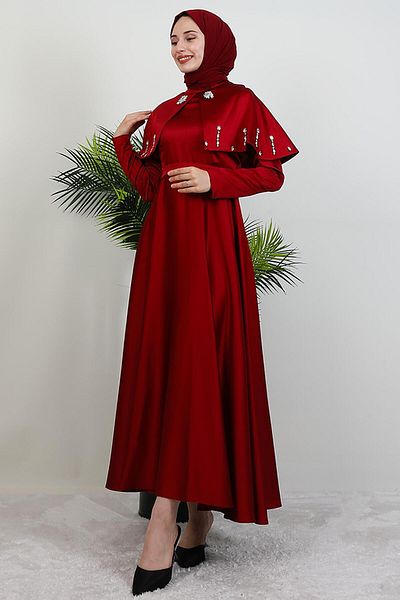 GİYZAMİLA Βραδινό φόρεμα Nira Hijab Claret Red