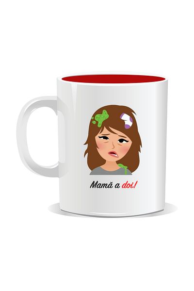 OEM Personalized mug with funny message, Mother of two - Red interior