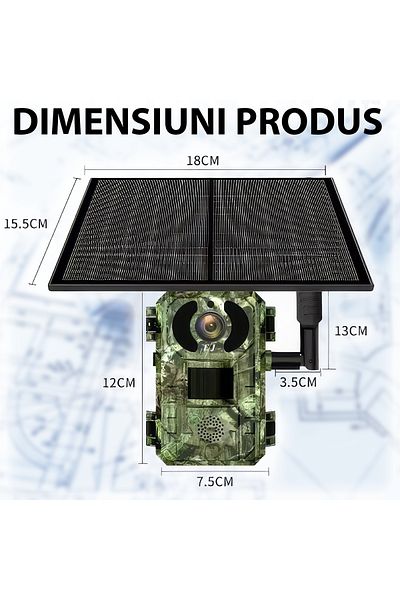 Spionescu Cameră video de vânătoare cu panou solar, H104G, 4MP, 4G, baterie 7800mAh, panou solar 6W