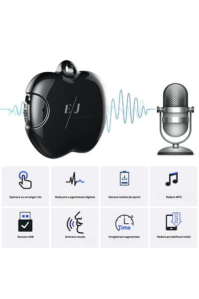 Spionescu Mini keychain voice recorder, Q36, 16 GB, 20 hours of autonomy, 192 hours of recording storage