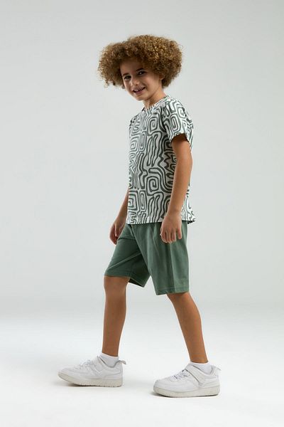 Arnetta 3302 Waiter Boy Patterned Crew Neck Short Sleeve Shorts Pajama Set
