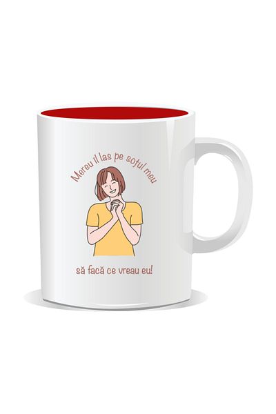 OEM Personalized mug with funny message, I always let my husband do what I want - Red interior