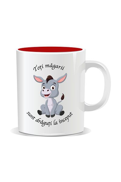 OEM Personalized mug with funny message, All donkeys are cute at first - Red interior