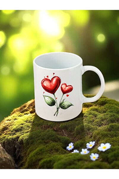 lili hediyelik White Mug with Heart Flowers Printed - Birthday Gift for Dad S...