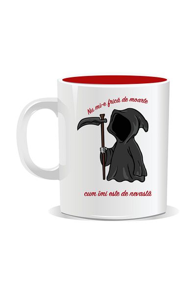 OEM Personalized mug with funny message, I'm not afraid of death, I'm afraid of my wife Red interior