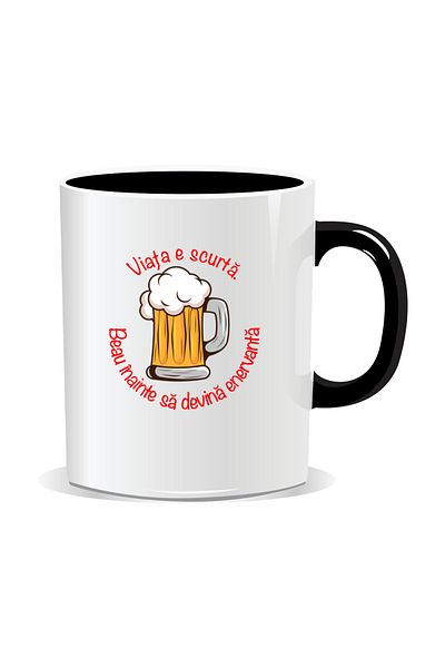 OEM Personalized mug with message for stylish drinkers, Life is short - Black interior