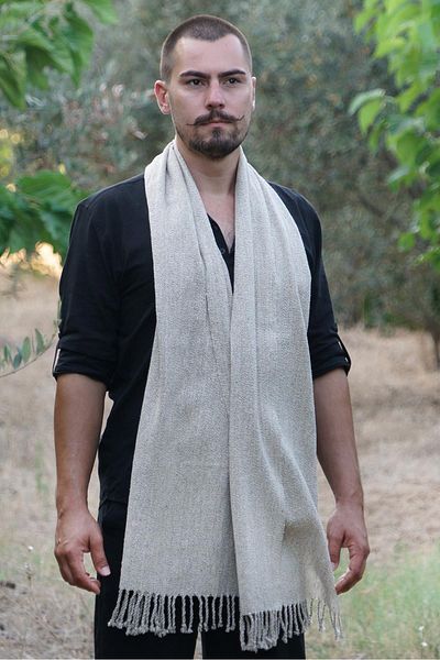 Defne&Apollon İpekçilik 100% Peace Silk Hand Woven Kaşkol 45 X 200 cm - Cream