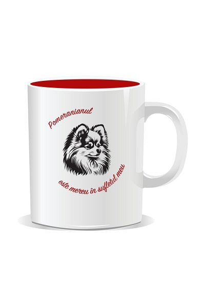 OEM Personalized mug with messages for dog lovers, Pomeranian - Red interior