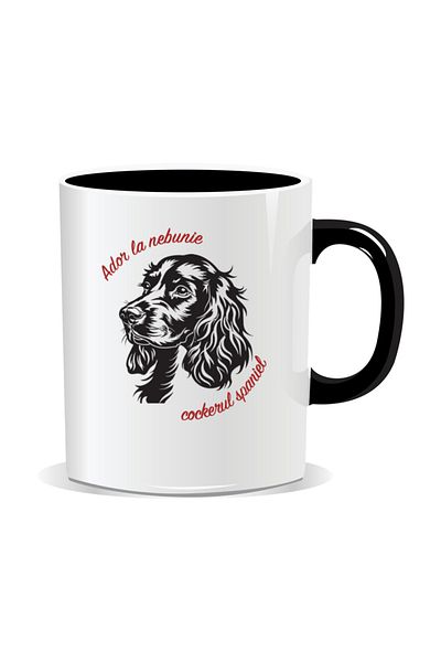 OEM Personalized mug with messages for dog lovers, I love cocker spaniels - Black interior