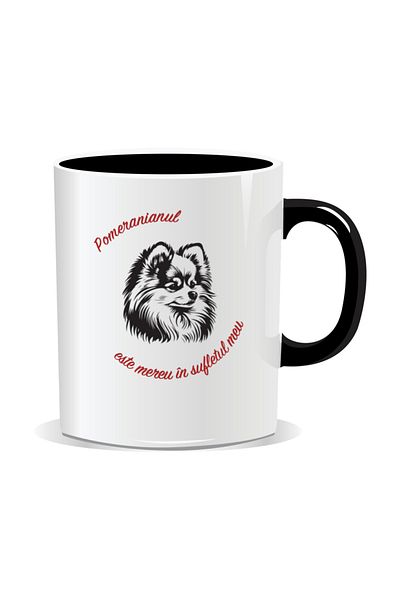OEM Personalized mug with messages for dog lovers, Pomeranian - Black interior
