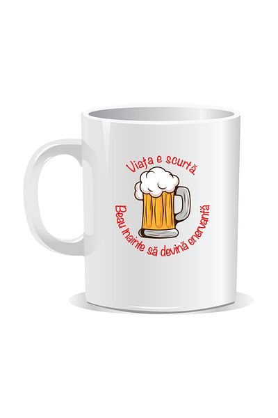 OEM Personalized mug with message for stylish drinkers, Life is short - White interior
