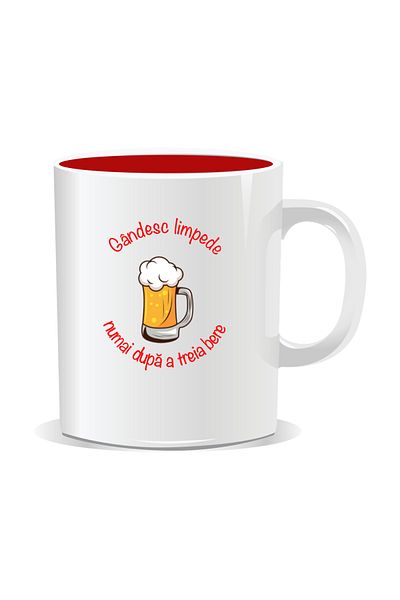 OEM Personalized mug with message for stylish drinkers, I think clearly - Red interior