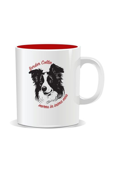 OEM Personalized mug with messages for dog lovers, Border Collie - Red interior