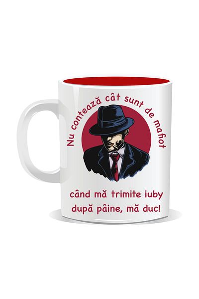 OEM Personalized mug with funny message, It doesn't matter how much of a mafia I am - Red interior