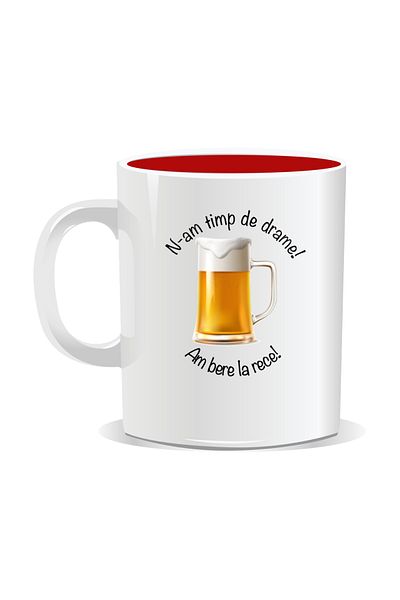 OEM Personalized mug with message for stylish drinkers, I don't have time for drama - Red interior