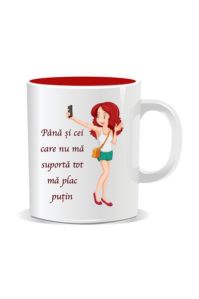 OEM Personalized mug with funny message, Even those who can't stand me like me a little - Red interior