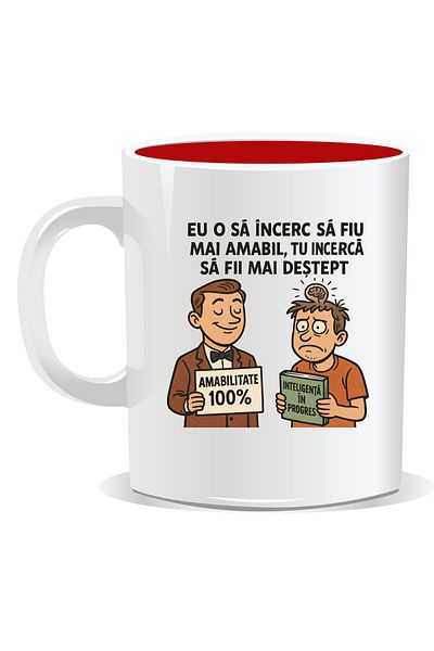 OEM Personalized mug with funny message, I'll try to be kinder - red interior