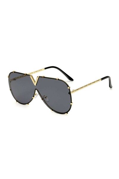 Tessero - Sunglasses, unisex, model V, metal frames, UV400 protection, gold and black
