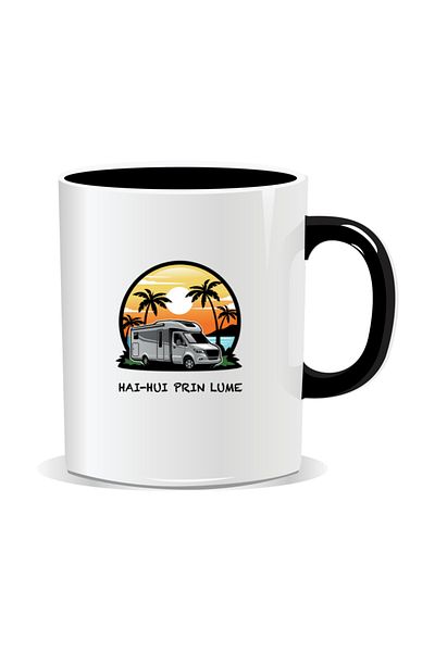 OEM Personalized mug with messages for campers, Hai-Hui around the world - Black interior