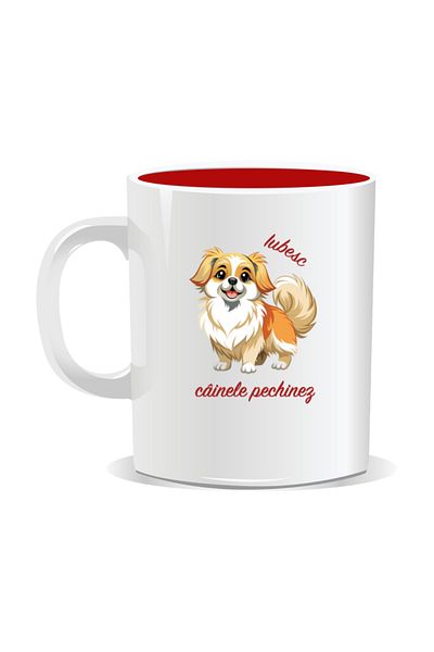 OEM Personalized mug with messages for dog lovers, I love Pekingese dogs - Red interior
