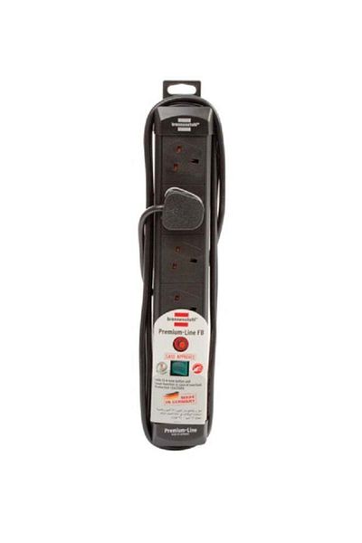 Brennenstuhl Extension Cord 4-Way, Premium Line, 3m, Black, Made in Germany