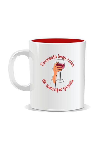 OEM Personalized mug with message for stylish drinkers, Morning I drink coffee - Red interior