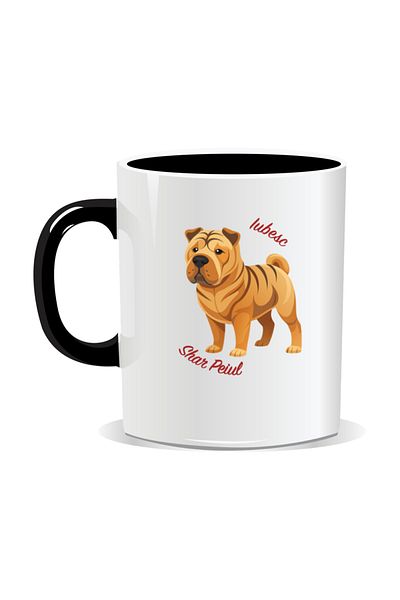 OEM Personalized mug with messages for dog lovers, I love Shar Pei - Black interior