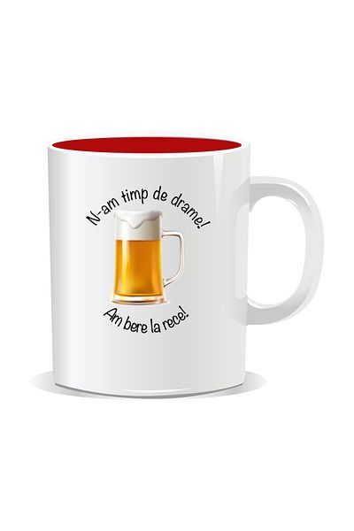 OEM Personalized mug with message for stylish drinkers, I don't have time for drama - Red interior