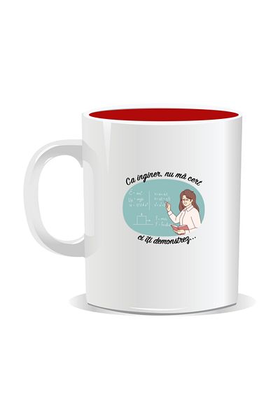 OEM Personalized mug with messages for engineers, As an engineer I don't argue, I prove it to you - Red interior