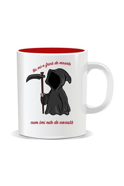 OEM Personalized mug with funny message, I'm not afraid of death, I'm afraid of my wife Red interior