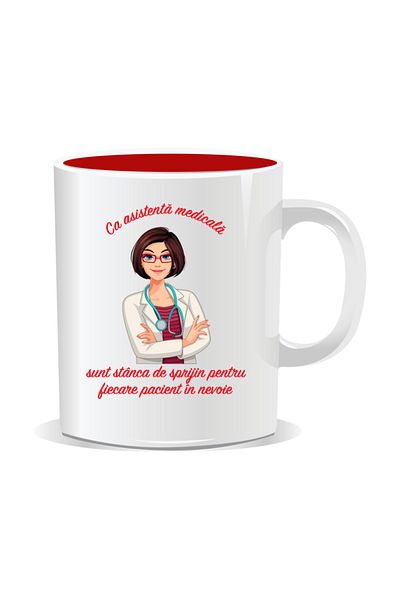 OEM Personalized mug for nurses, Rock of support - Red interior