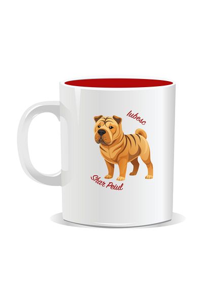 OEM Personalized mug with messages for dog lovers, I love Shar Pei - Red interior