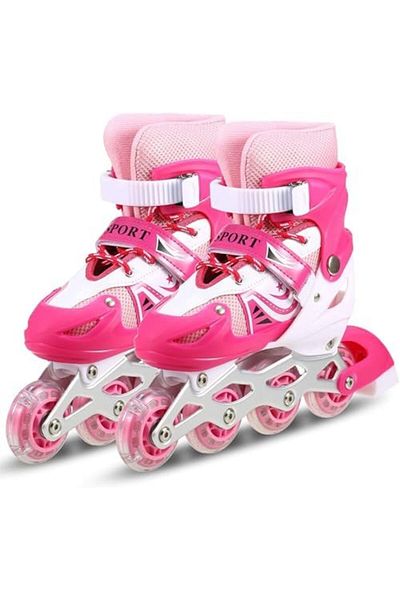 Generic Skates Adjustable Size Roller Skates with Flashing Wheels for Outdoor Indoor Children Skate Shoes fo