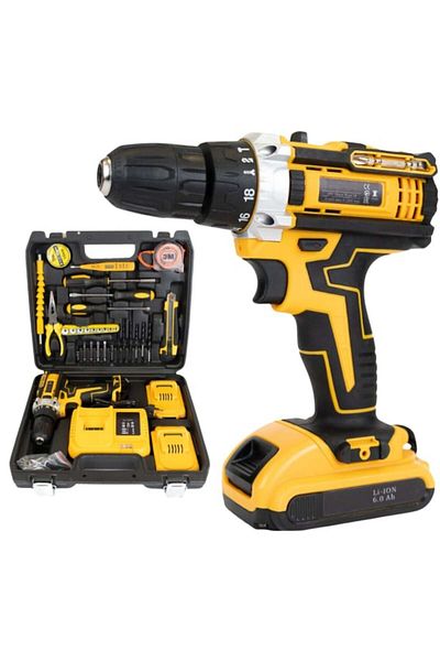 Generic Drill and Screwdriver 21v, Ergonomic Design, 2 Batteries, 3300rpm, 212x76x210mm