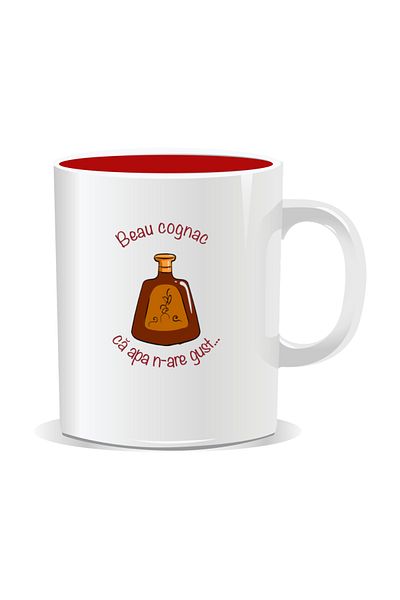 OEM Personalized mug with message for stylish drinkers, I drink cognac like water has no taste - Red interior
