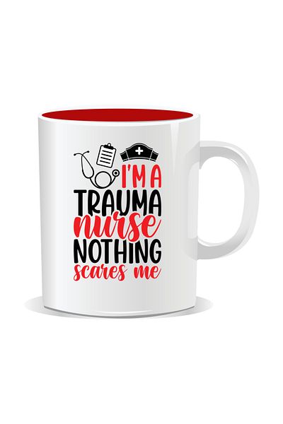 OEM Personalized mug for nurses, I'm a trauma nurse, nothing scares me - Red interior