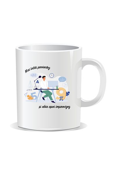 OEM Personalized mug with messages for engineers, I design first - White interior
