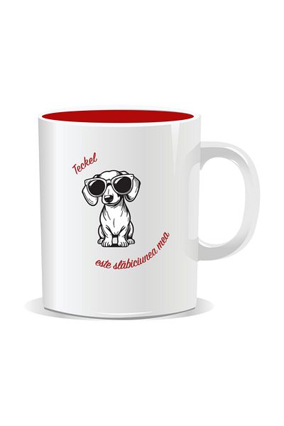 OEM Personalized mug with messages for dog lovers, Dachshund is my weakness - Red interior