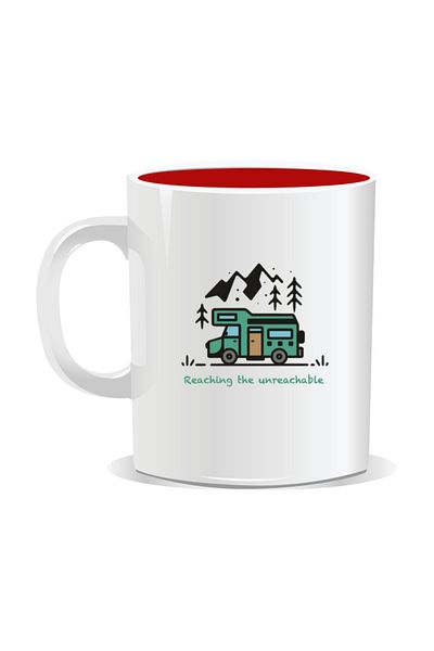 OEM Personalized mug with messages for campers, Reaching the unreachable - Red interior