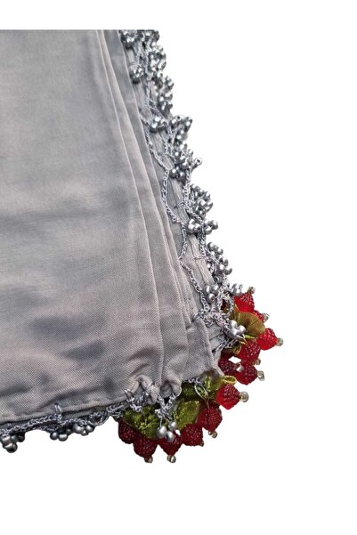 BENLİ وشاح بلون سادة مطرز بالكرز مصنوع يدويًا هدية مهر للكتابة مقاس 100 × 100 سم