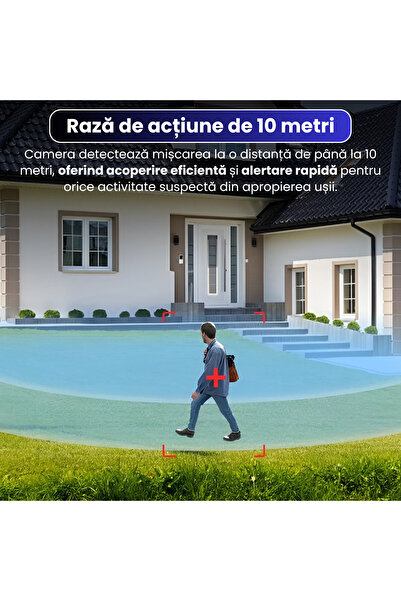 Spionescu Sonerie inteligentă cu cameră HD, vedere nocturnă IR, audio bidirecțional, detectare mișcare, control prin aplicație