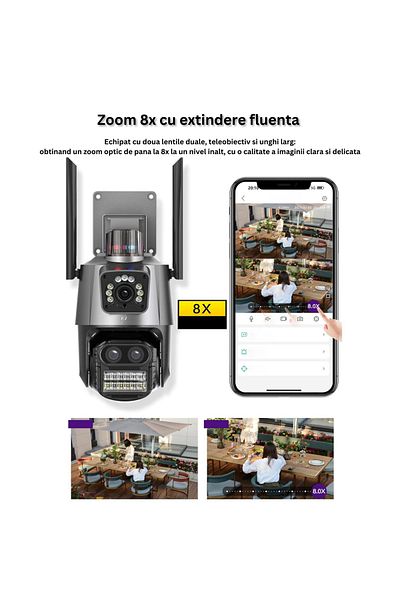Spionescu Triple surveillance camera 4K, WIFI, 9MP, PTZ, CCTV, 10x zoom