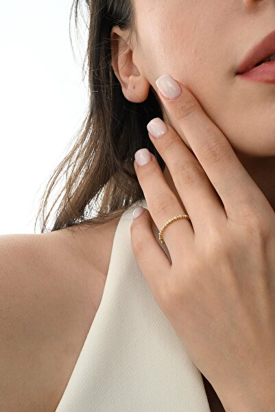 Söğütlü Silver Gümüş altın yaldızlı zirkon taşlı zen ışıltı yüzük