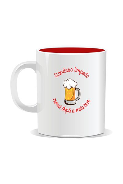 OEM Personalized mug with message for stylish drinkers, I think clearly - Red interior