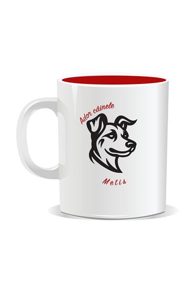 OEM Personalized mug with messages for dog lovers, I love mixed breed dogs - Red interior