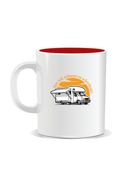 OEM Personalized mug with messages for campers, This is how I truly relax - Red interior