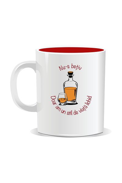 OEM Personalized mug with message for stylish drinkers, I'm not drunk - Red interior