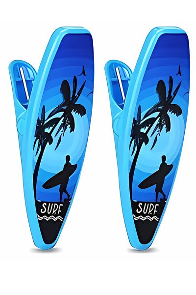 Yenigeldi Pack of 2 Surfboard Beach Towel Clips – Wind Resistant, Strong Hold, Fun and Portable
