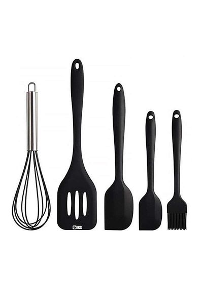 SIKS Set of 5 SIKS® Heat-Resistant Silicone Kitchen Utensils, Whisk, Brush, Large Spatula, Small Spatula